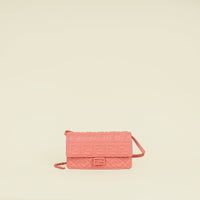 Fendi Peach Pink FF Motif Baguette Wallet on Chain