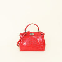 Fendi Red Alligator Mini Peekaboo Bag