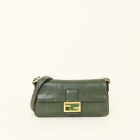Fendi Dark Olive Python Baguette 1997 Shoulder Bag