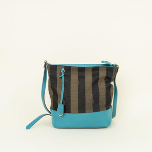 Fendi Bicolor Pequin Hobo Bag