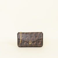 Fendi Tobacco FF 1974 Zucca Embossed Wallet On Chain