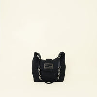 Fendi Black Zucchino Forever Hobo Bag
