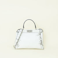 Fendi White Whipstitch Bow Peekaboo Bag