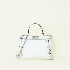 Fendi White Whipstitch Bow Peekaboo Bag