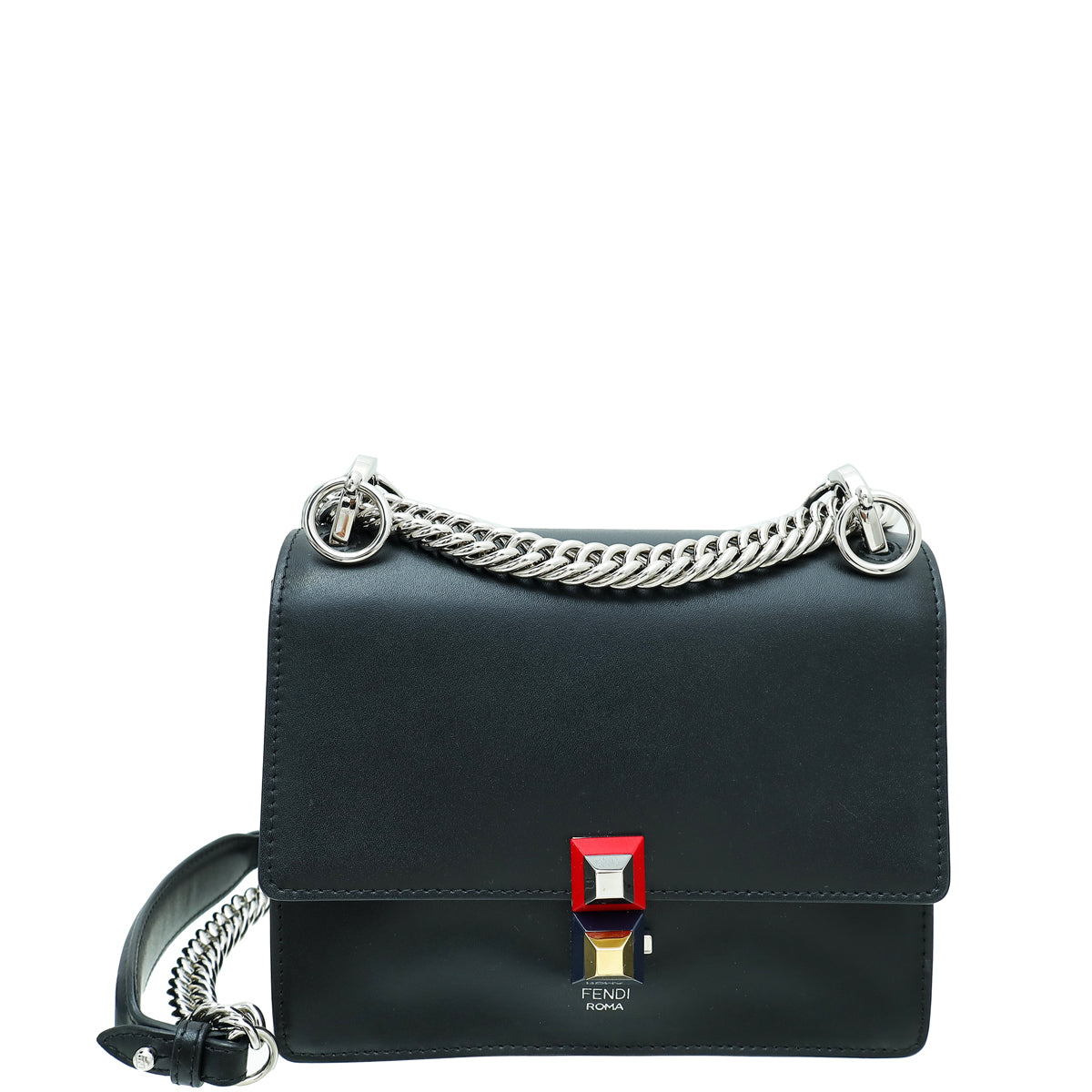 Fendi Black Kan I Stud Flap Small Shoulder Bag-Fendi-THE CLOSET