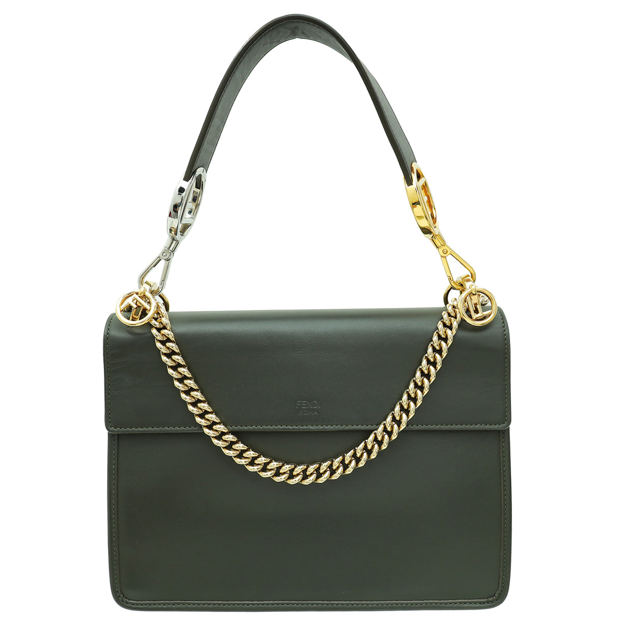 Fendi Olive Green Kan I F Logo Shoulder Bag-Fendi-THE CLOSET