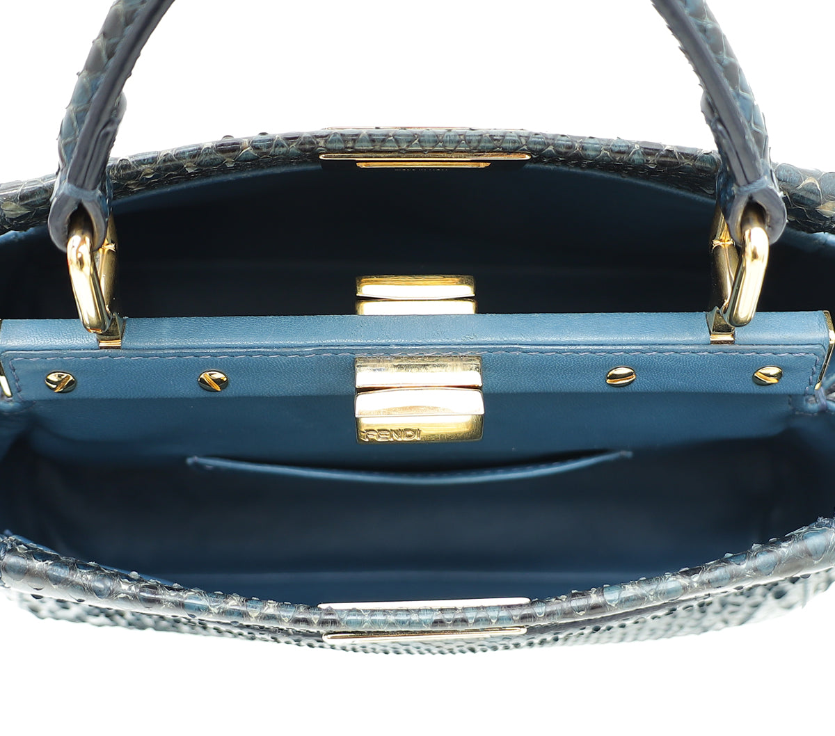 Fendi Navy Blue Python Peekaboo Mini Bag