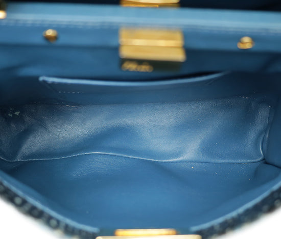 Fendi Navy Blue Python Peekaboo Mini Bag