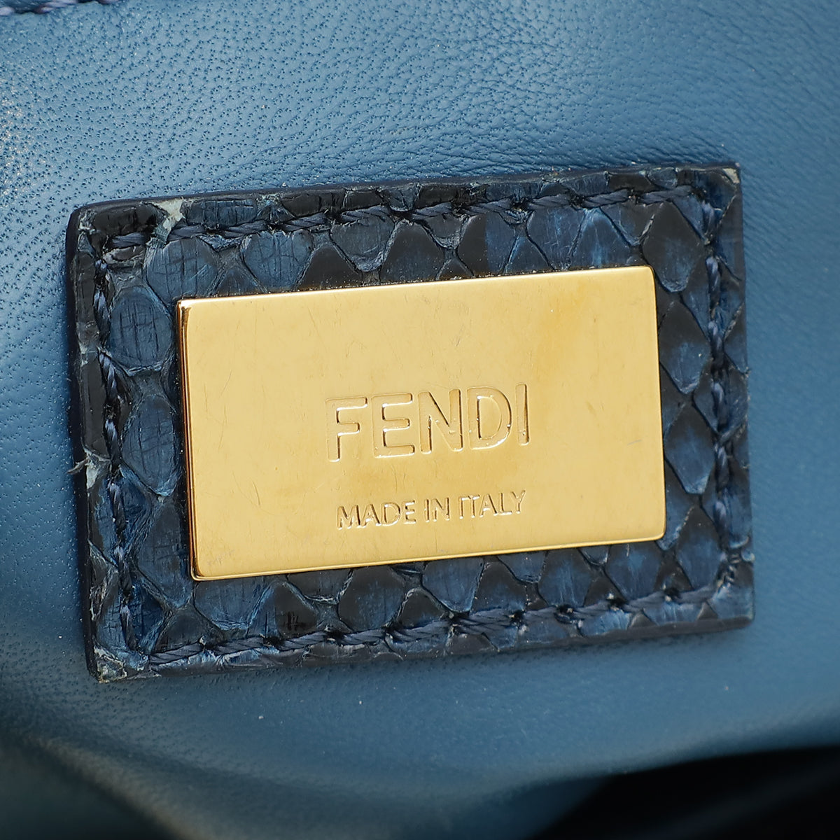 Fendi Navy Blue Python Peekaboo Mini Bag