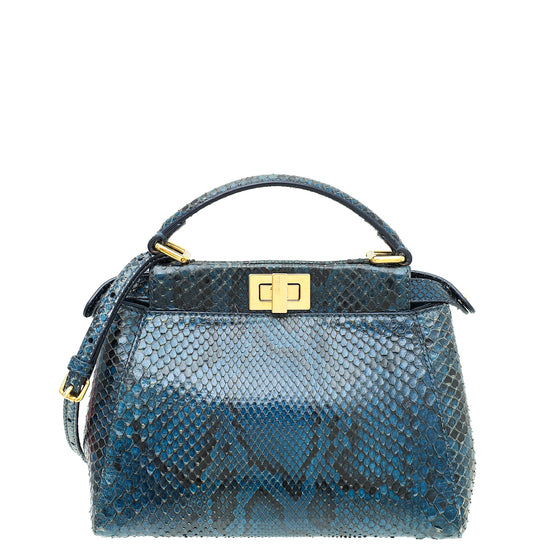 Fendi Navy Blue Python Peekaboo Mini Bag