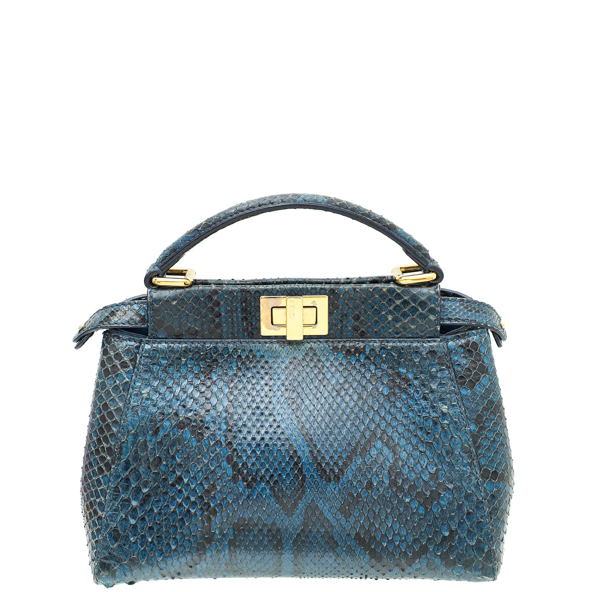 Fendi Navy Blue Python Peekaboo Mini Bag-Fendi-THE CLOSET