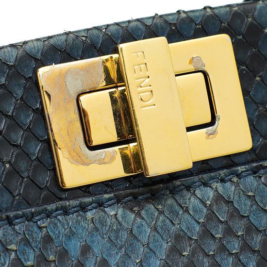 Fendi Navy Blue Python Peekaboo Mini Bag