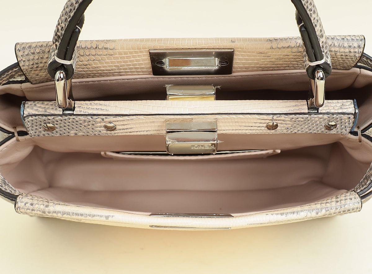 Fendi Bicolor Peekaboo Mini Lizard Bag