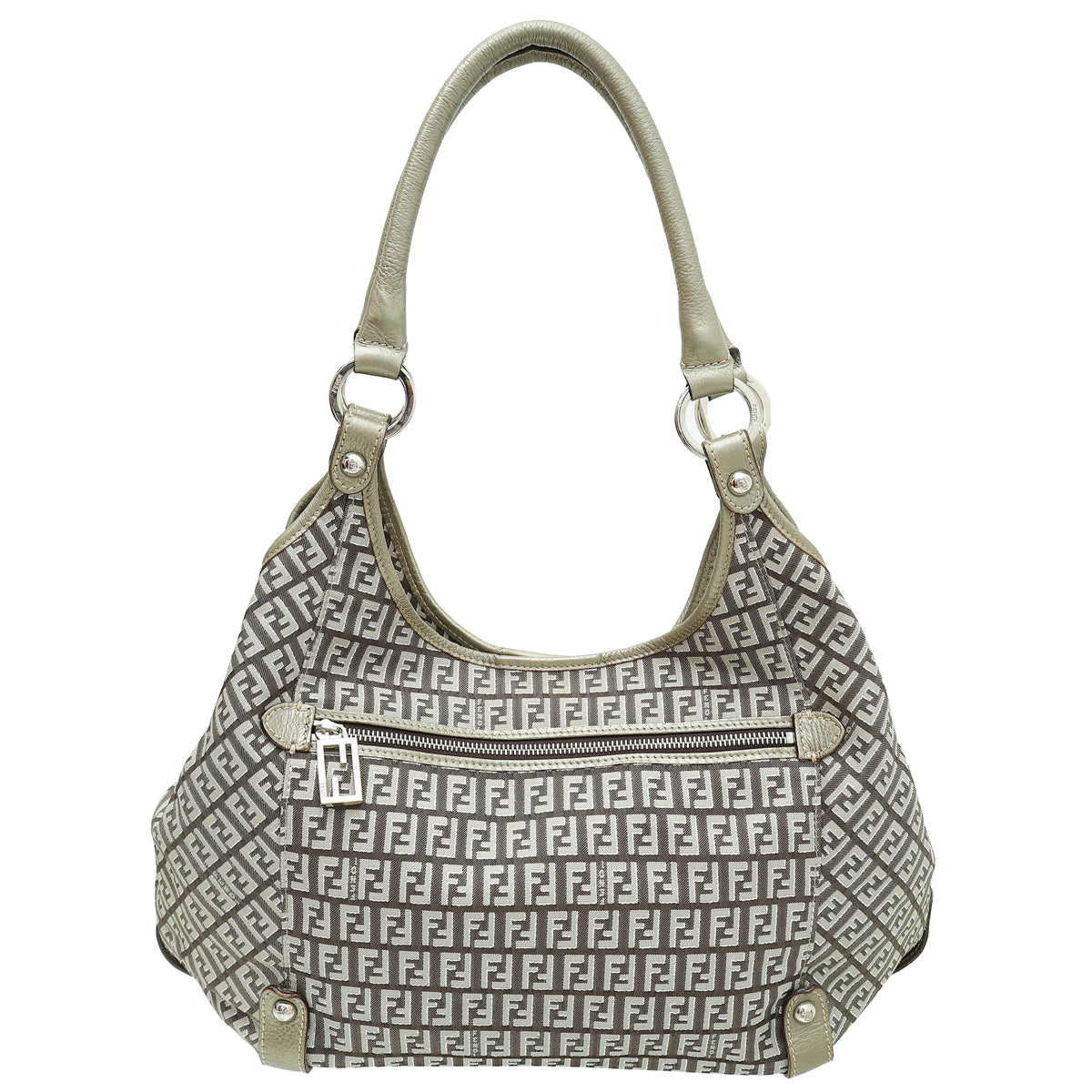 Fendi Metallic Grey Zucchino Shoulder Bag-Fendi-THE CLOSET