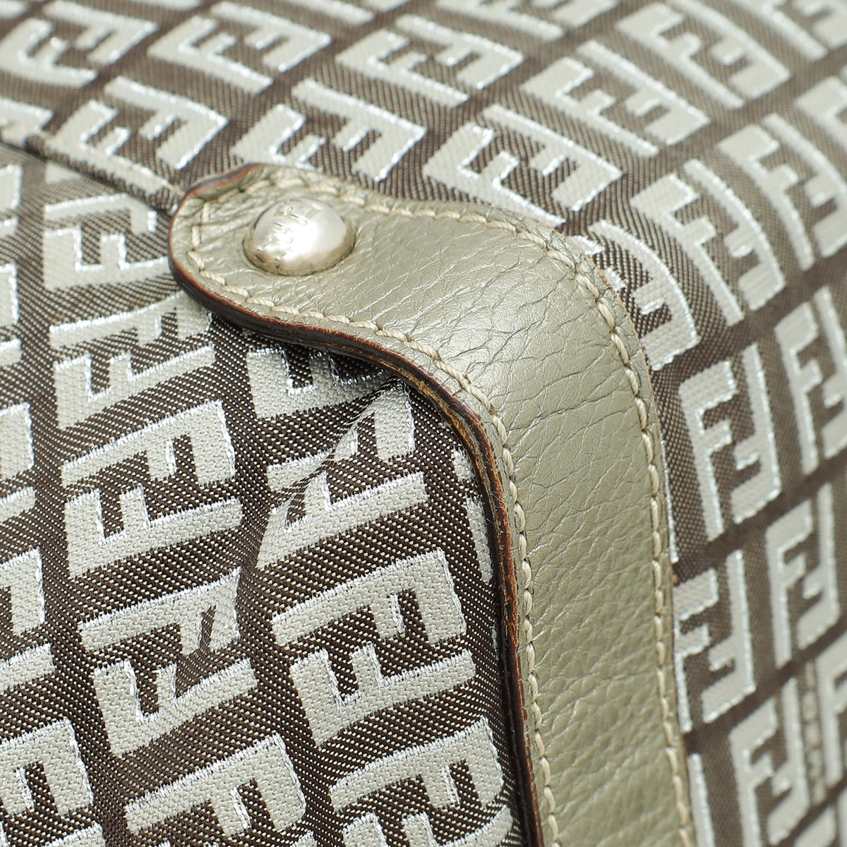 Fendi Metallic Grey Zucchino Shoulder Bag
