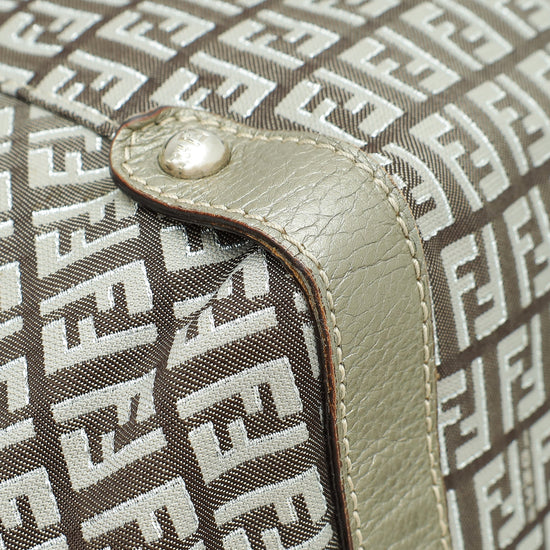 Fendi Metallic Grey Zucchino Shoulder Bag