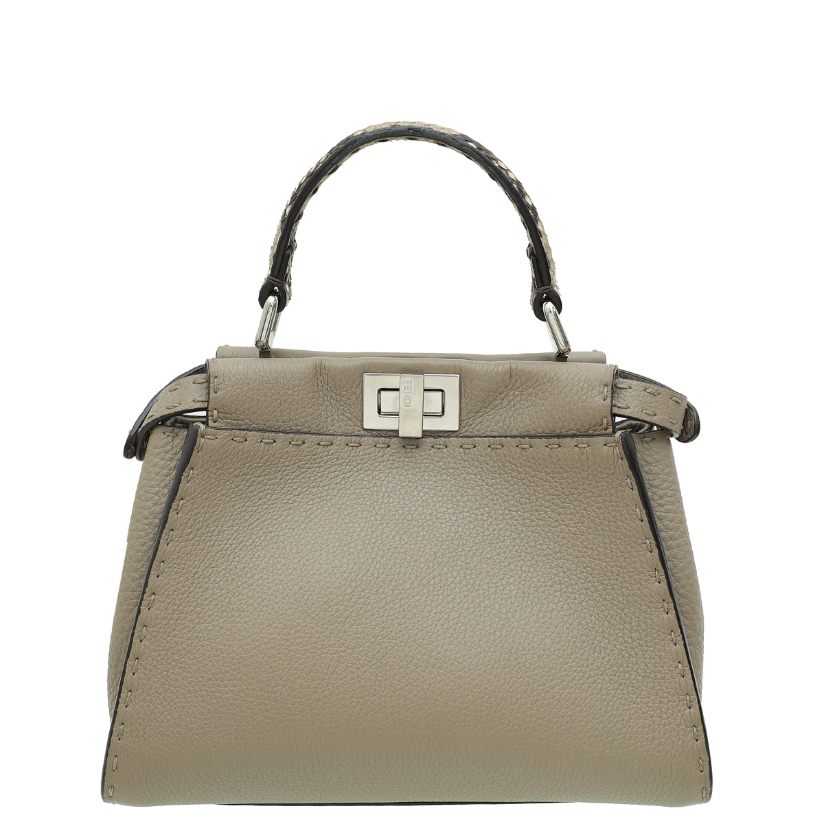Fendi Dove Grey Peekaboo Sellier Mini Python Handle Bag-Fendi-THE CLOSET