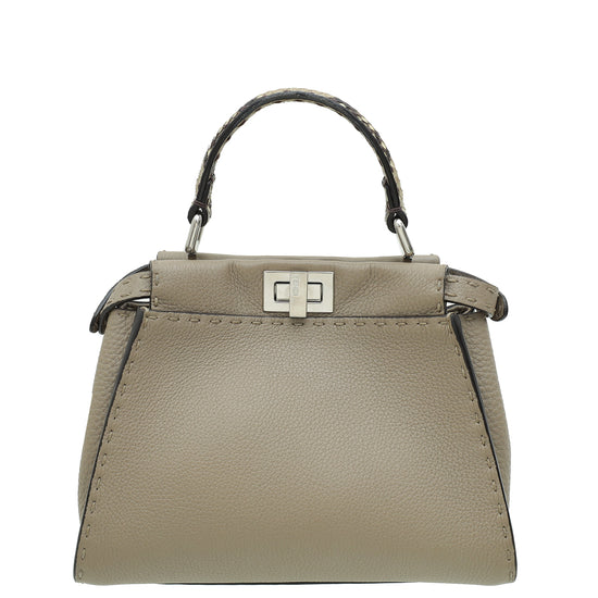 Fendi Dove Grey Peekaboo Sellier Mini Python Handle Bag