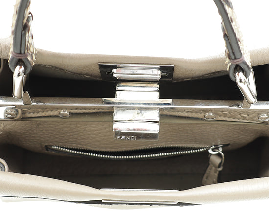 Fendi Dove Grey Peekaboo Sellier Mini Python Handle Bag