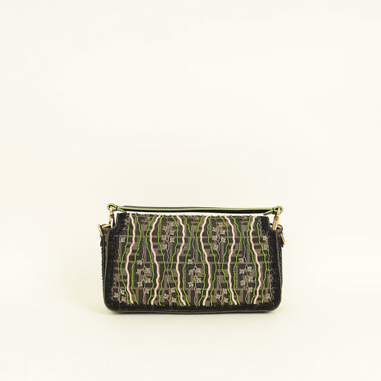 Fendi Green Baguette Beads Embroidered Shoulder Bag