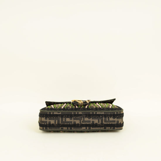 Fendi Green Baguette Beads Embroidered Shoulder Bag