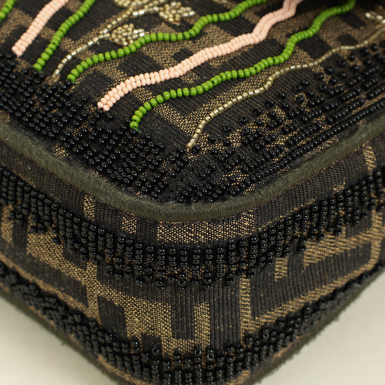 Fendi Green Baguette Beads Embroidered Shoulder Bag