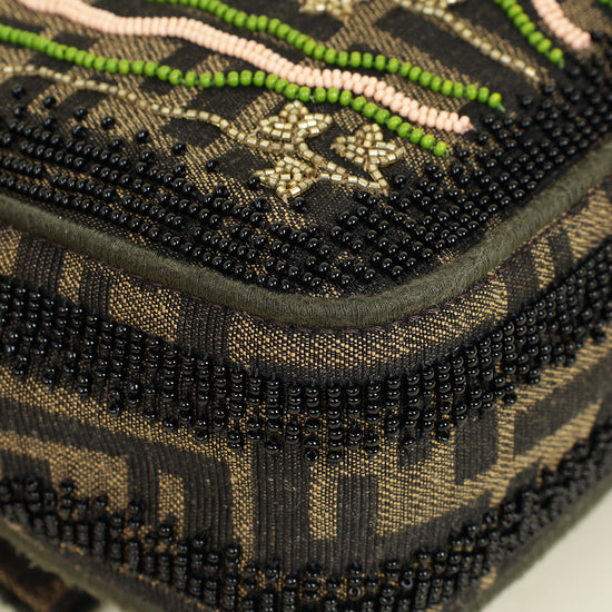 Fendi Green Baguette Beads Embroidered Shoulder Bag