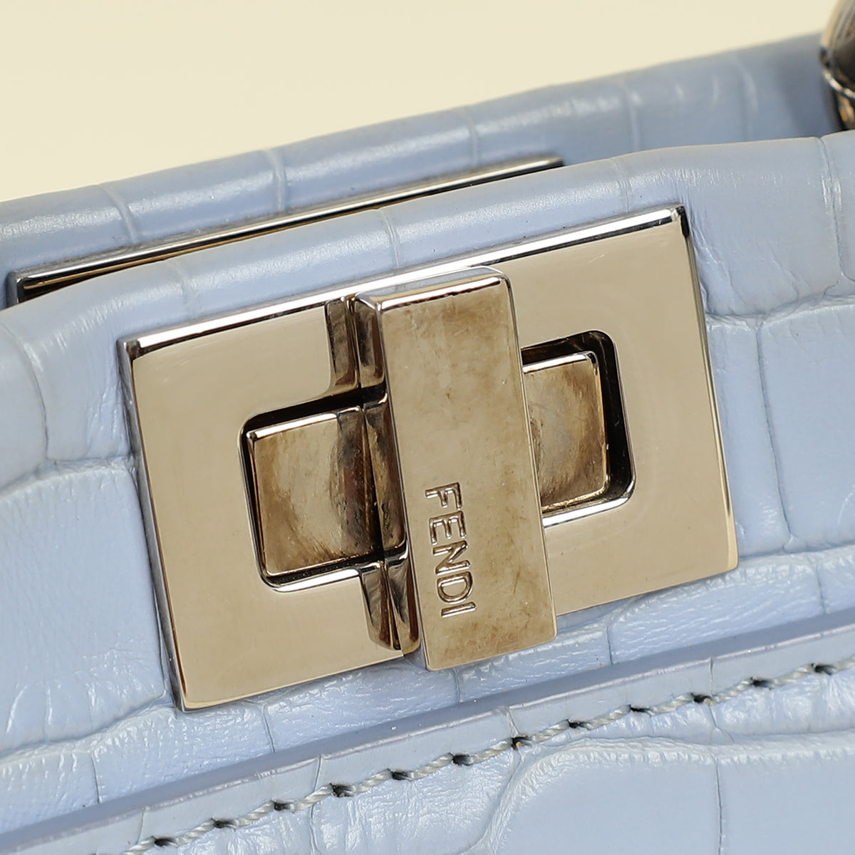 Fendi Light Blue Alligator Micro Peekaboo Mississippiensis Bag
