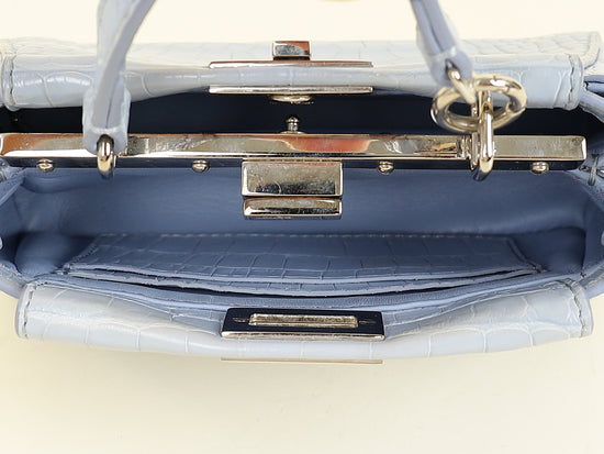 Fendi Light Blue Alligator Micro Peekaboo Mississippiensis Bag