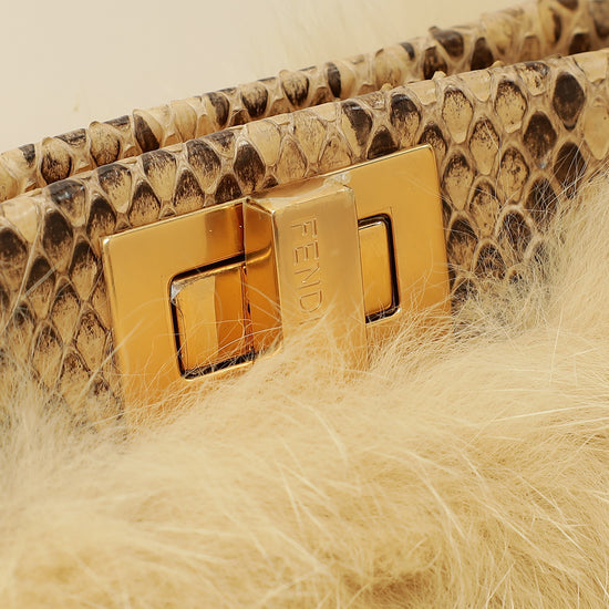 Fendi Bicolor Peekaboo Mini Fox Fur Python Bag-Fendi-THE CLOSET