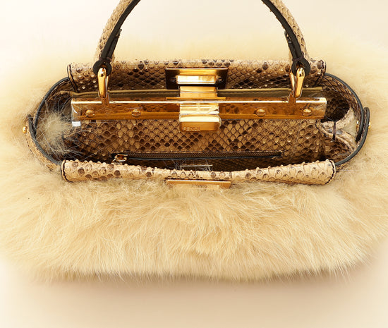 Fendi Bicolor Peekaboo Mini Fox Fur Python Bag-Fendi-THE CLOSET
