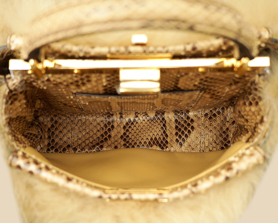 Fendi Bicolor Peekaboo Mini Fox Fur Python Bag-Fendi-THE CLOSET