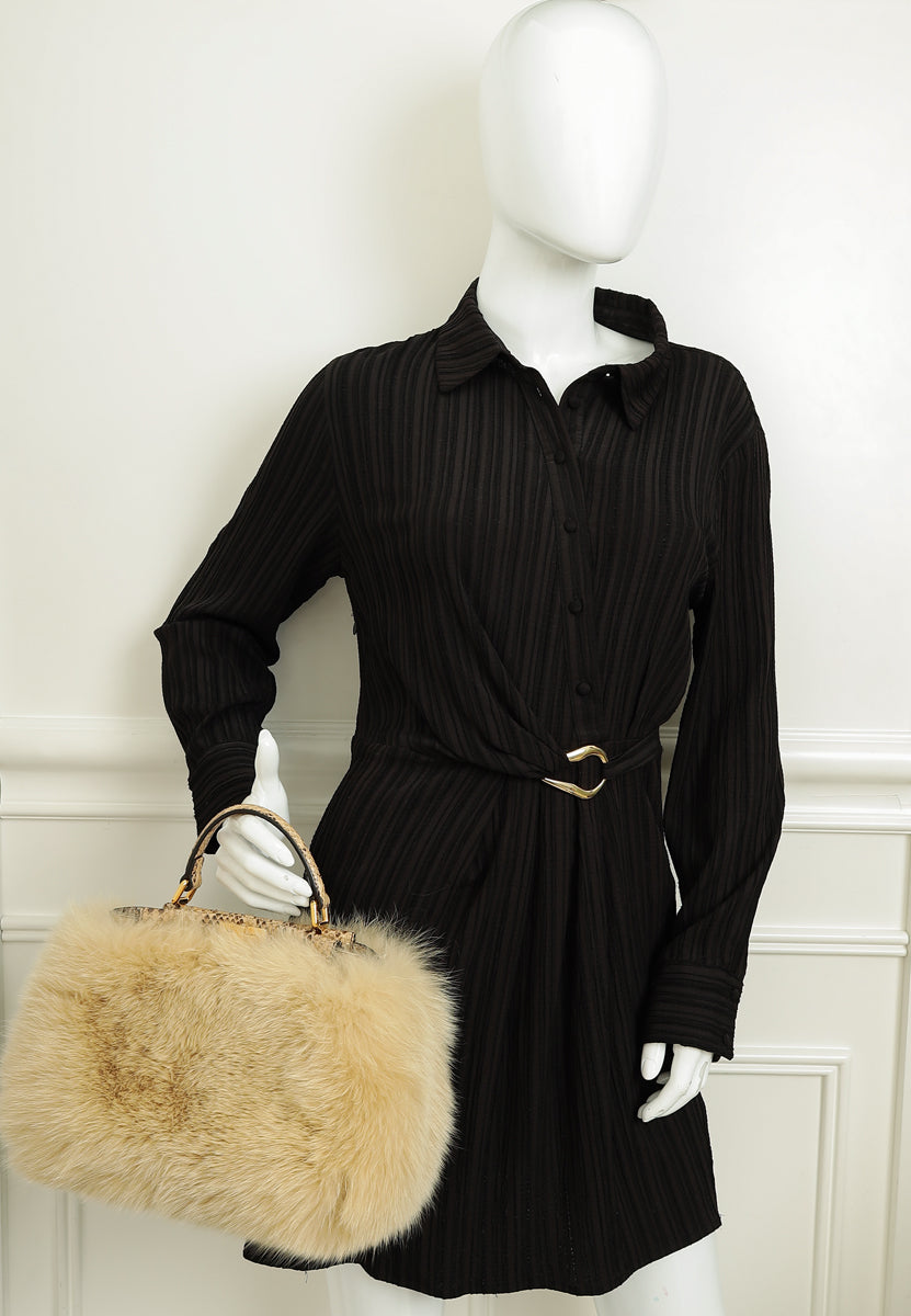 Fendi Bicolor Peekaboo Mini Fox Fur Python Bag-Fendi-THE CLOSET