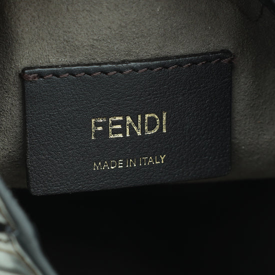 Fendi Mon Tresor Bucket Bag Zucca Embossed Small Tobacco Black in Calfskin  with Gold-tone - US