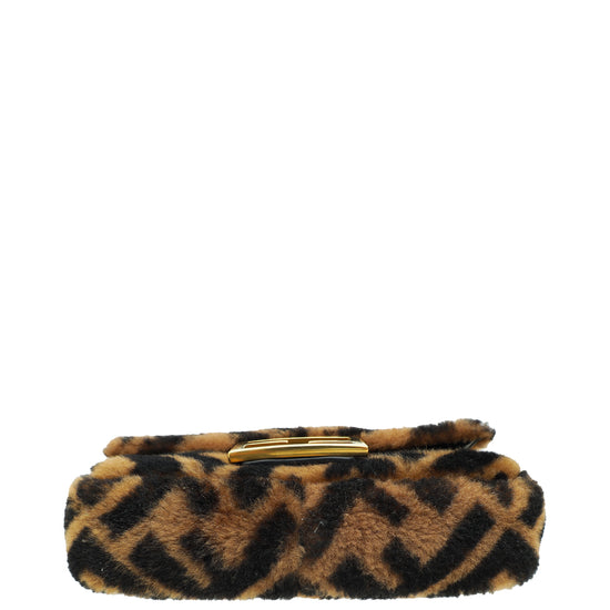 Fendi Bicolor FF Sheep Fur Mini Baguette Bag