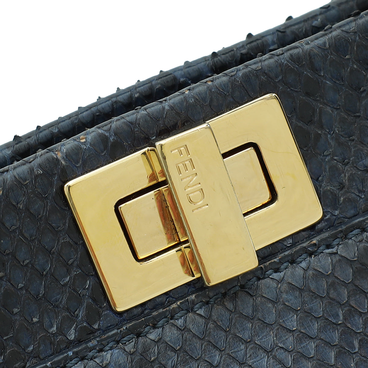 Fendi Dark Teal Python Peekaboo Mini Bag W/ Twilly