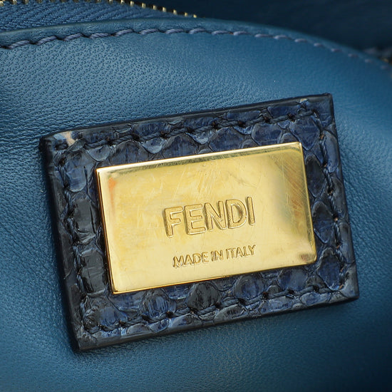 Fendi Dark Teal Python Peekaboo Mini Bag W/ Twilly