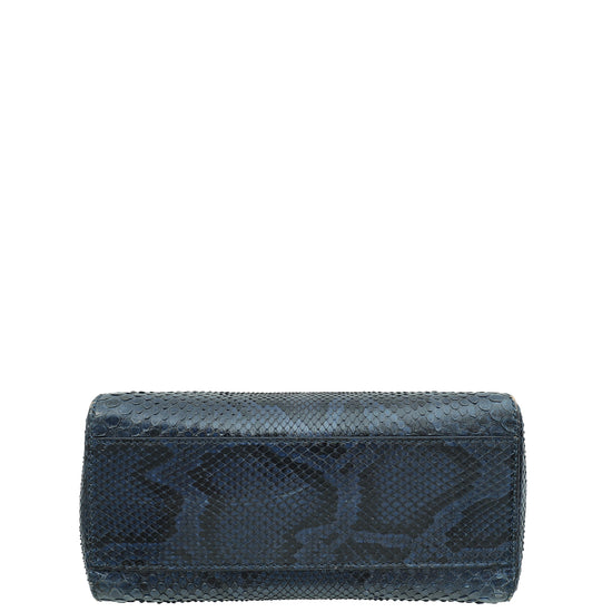 Fendi Dark Teal Python Peekaboo Mini Bag W/ Twilly