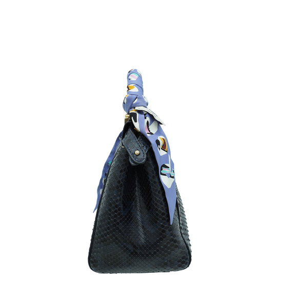 Fendi Dark Teal Python Peekaboo Mini Bag W/ Twilly