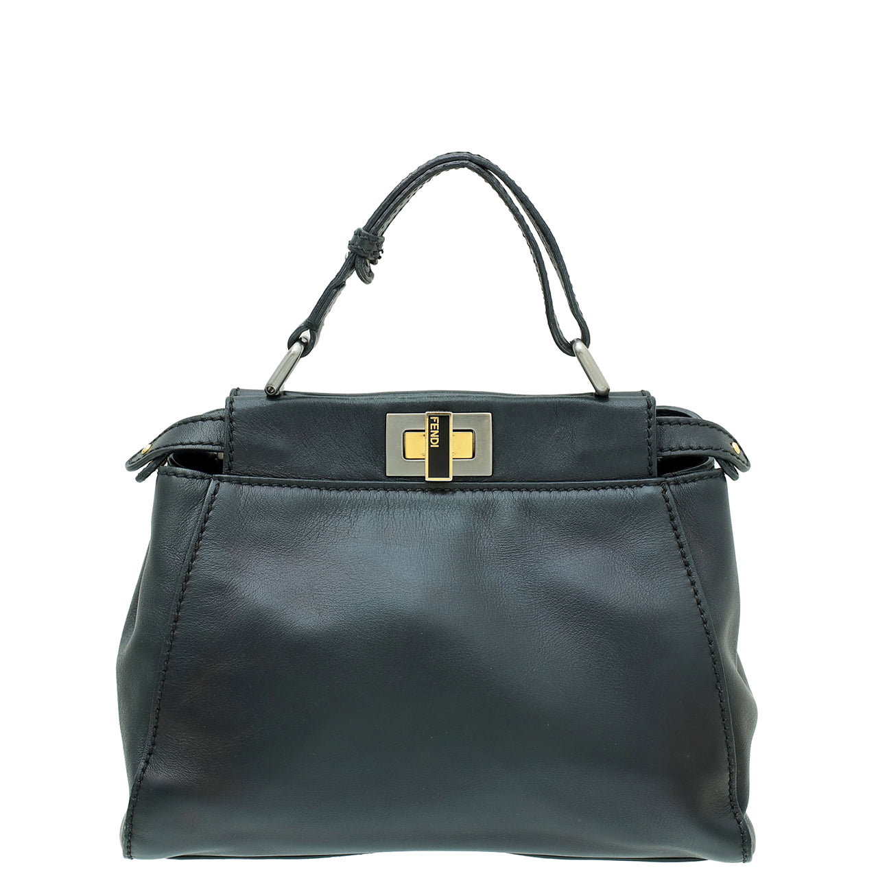 Fendi Black Mini Vitello Saddle Peekaboo Bag-Fendi-THE CLOSET
