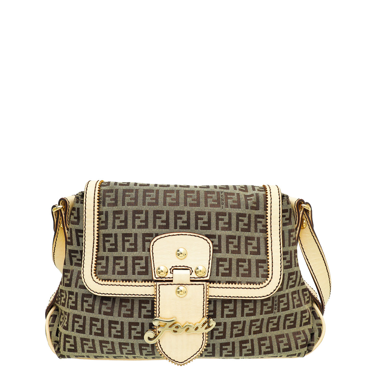 Fendi Bicolor Zucchino Flap Shoulder Bag-Fendi-THE CLOSET