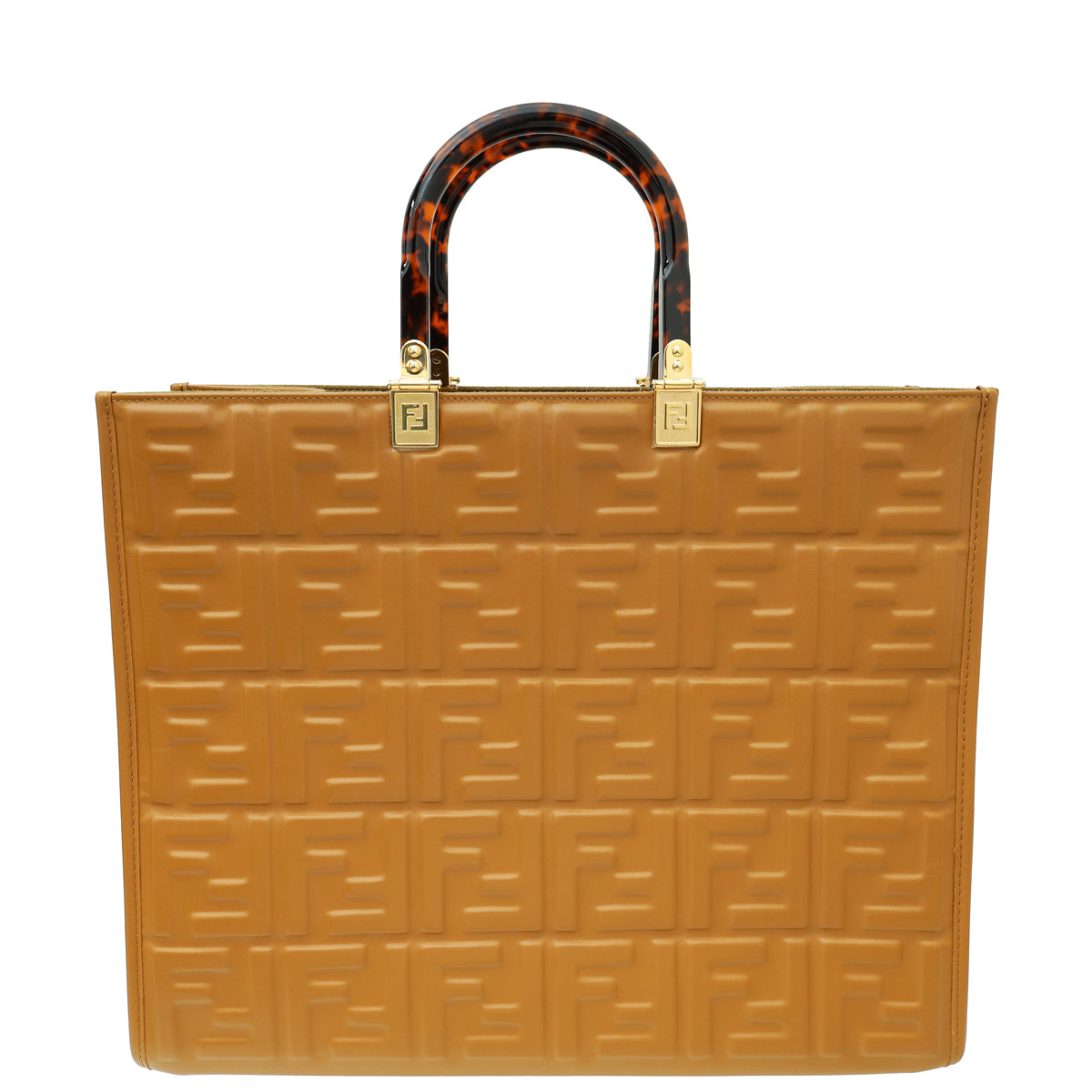 Fendi Brown FF Embossed Sunshine Medium Shopper Bag-Fendi-THE CLOSET