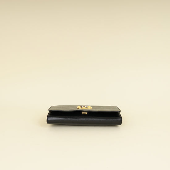 Fendi Black F Logo Wallet On Chain Clutch