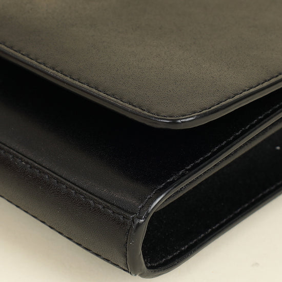 Fendi Black F Logo Wallet On Chain Clutch