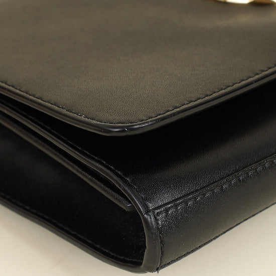 Fendi Black F Logo Wallet On Chain Clutch