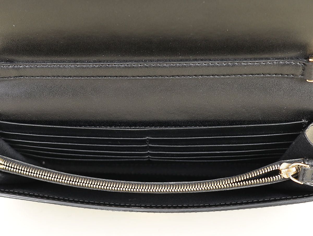 Fendi Black F Logo Wallet On Chain Clutch