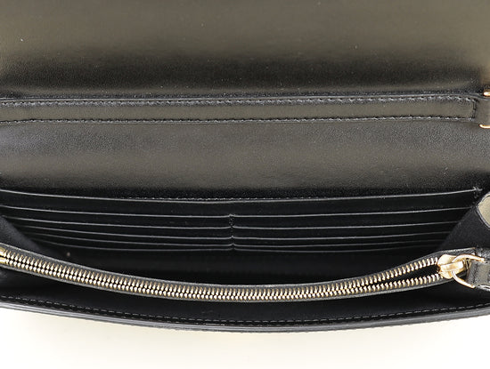 Fendi Black F Logo Wallet On Chain Clutch