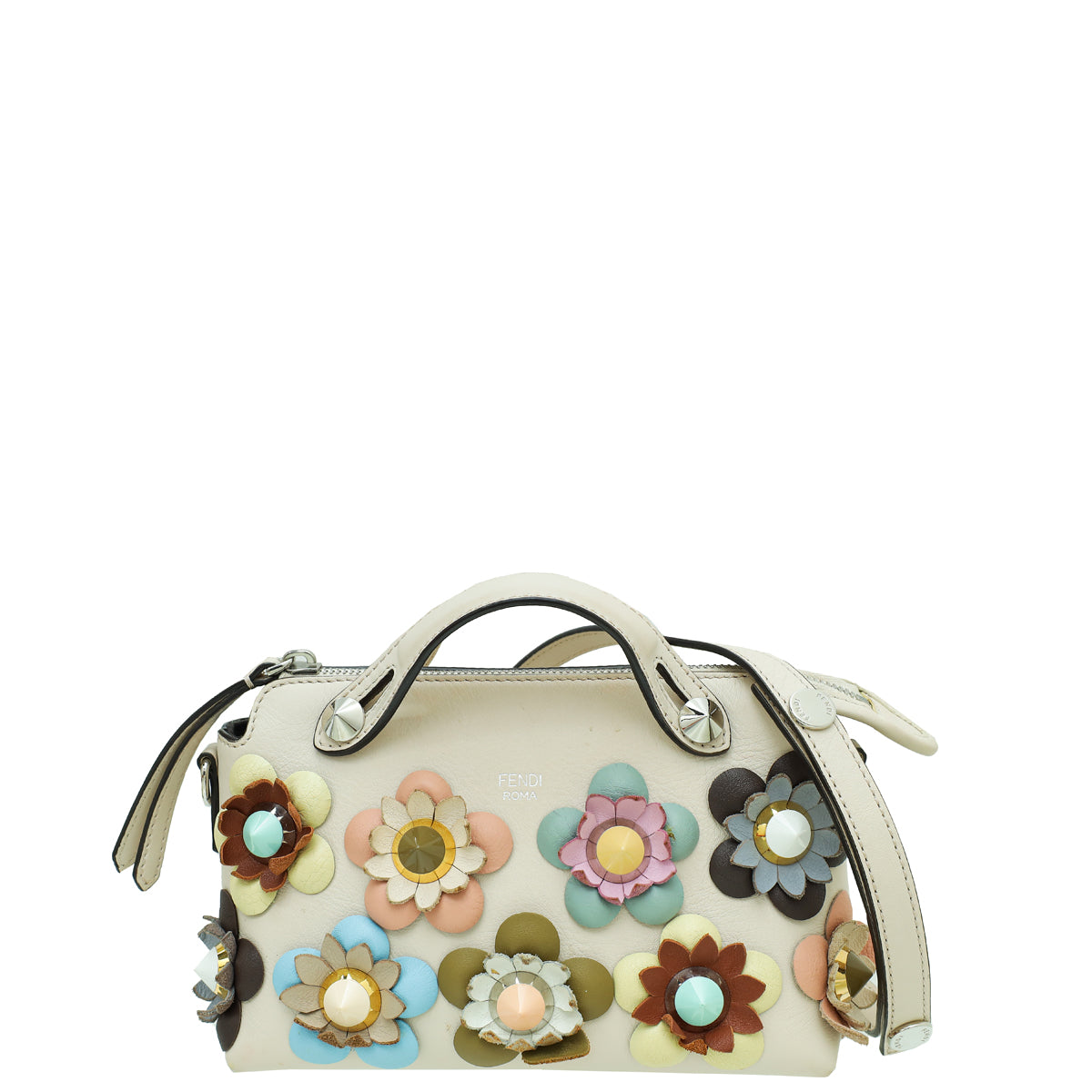 Fendi Off White Multicolor Flowerland Studded Mini By The Way Bag-Fendi-THE CLOSET