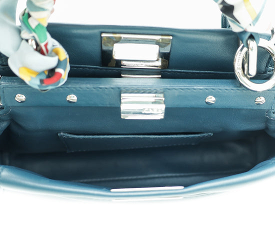 Fendi Blue Mini Peekaboo Bag W /Twilly