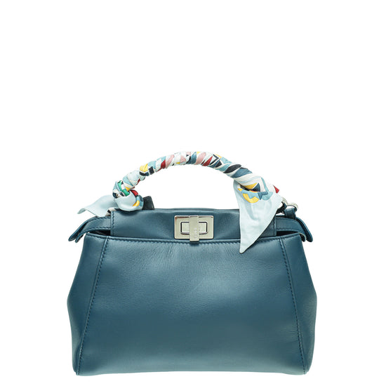 Fendi Blue Mini Peekaboo Bag W /Twilly